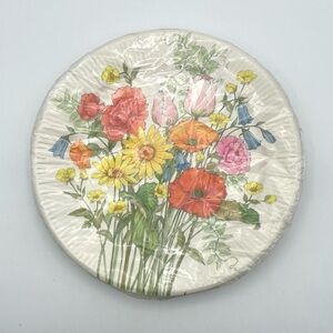 Vintage Hallmark 80s 90s Wildflowers Retro Spring 9 Inch Paper Plates 16 Count